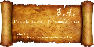 Bisztriczer Annamária névjegykártya
